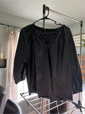 Woven Off-Shoulder Black Womens Top